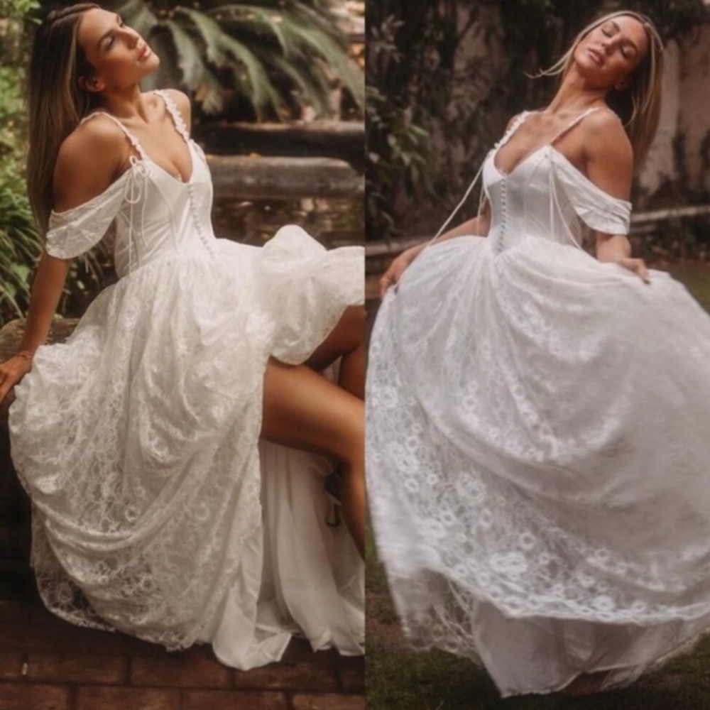 For Love And Lemons Vera Lace Romantic Bridal Gown White NWT Size Small